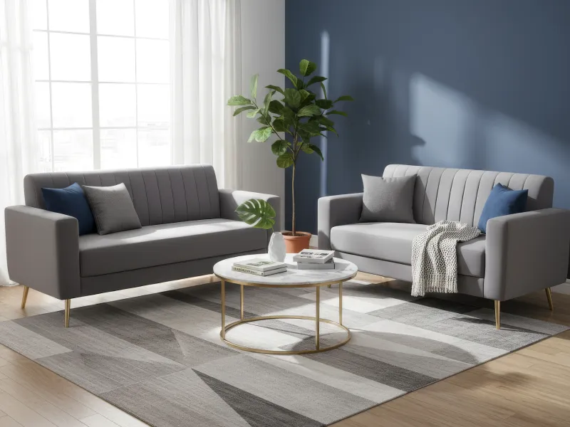 Tulip Upholstered Sofa Set Grey Color